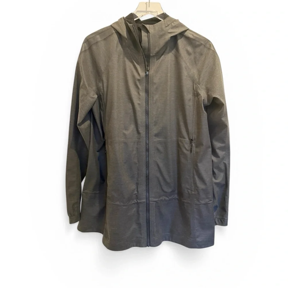 LULULEMON The Drizz‎ Jacket Grey size 10 Waxed Coated Water Resistant Reflective